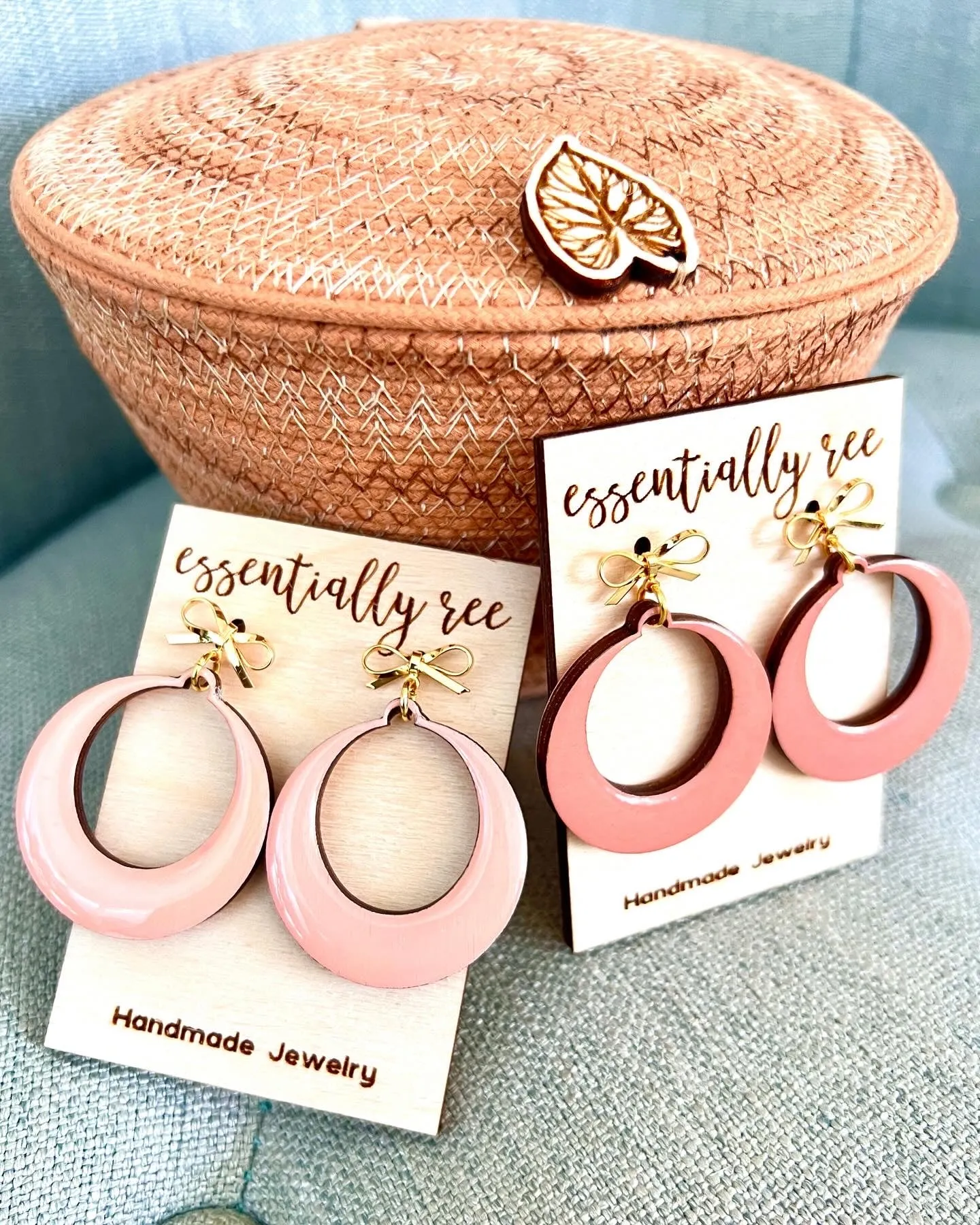 Golden Ribbon Stud Circle Drop Earrings