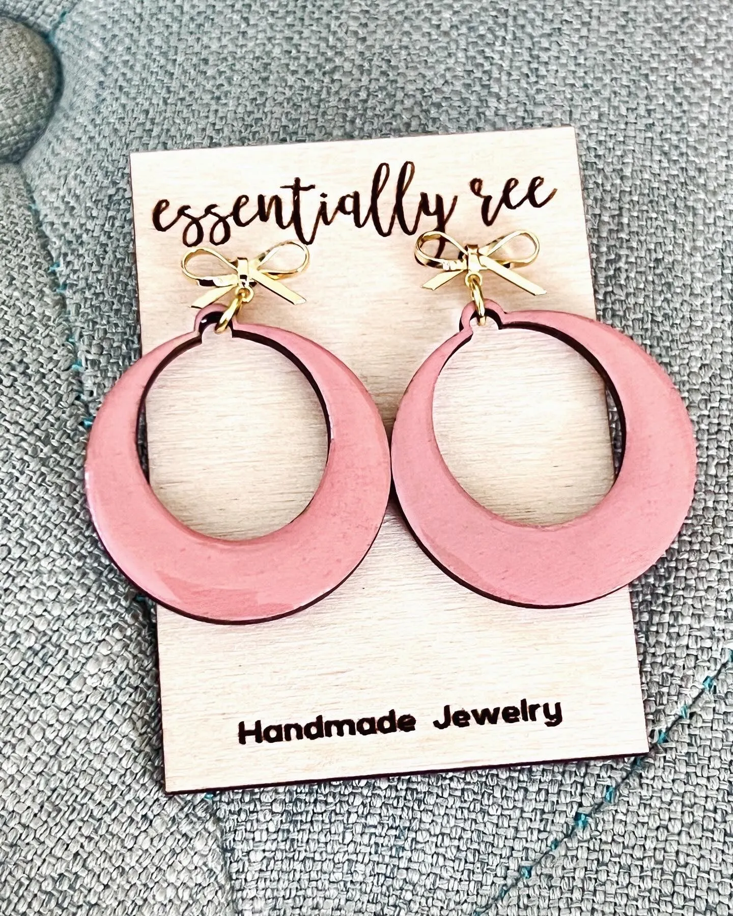 Golden Ribbon Stud Circle Drop Earrings