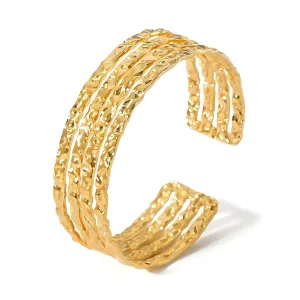 Golden Strata Cuff – Hammered Four-Band Statement
