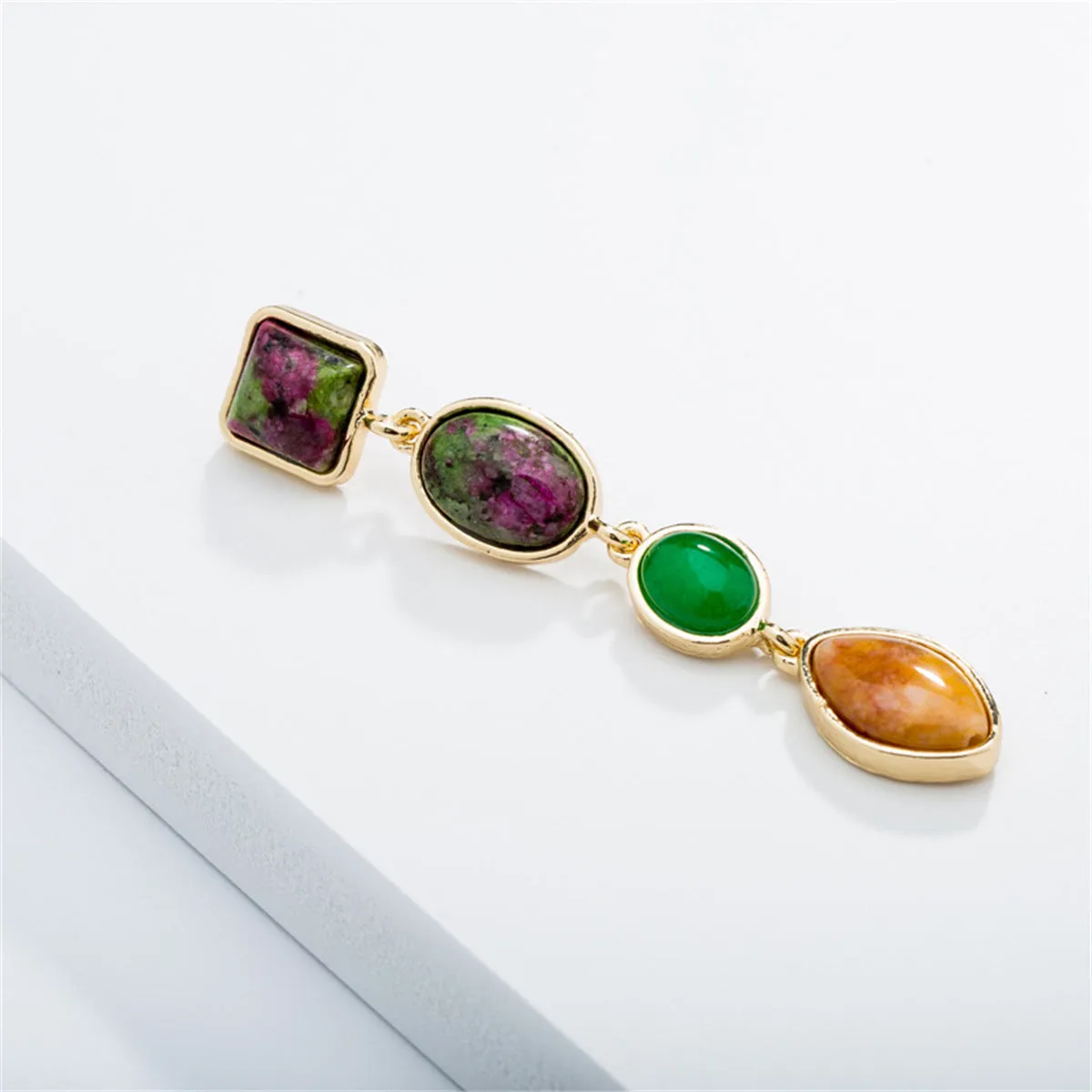 Green & Turquoise 18K Gold-Plated Drop Earrings