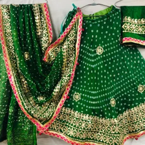 Green Bandhej Lehenga Chunni