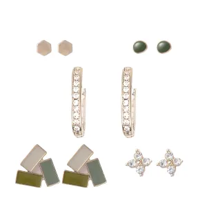 Green Enamel Stud Earring Set