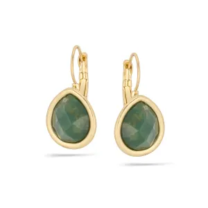 GREEN FACETED TEARDROP EARRINGS #191GN3201 (2D6)