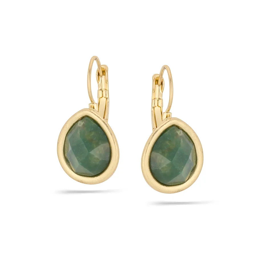 GREEN FACETED TEARDROP EARRINGS #191GN3201 (2D6)