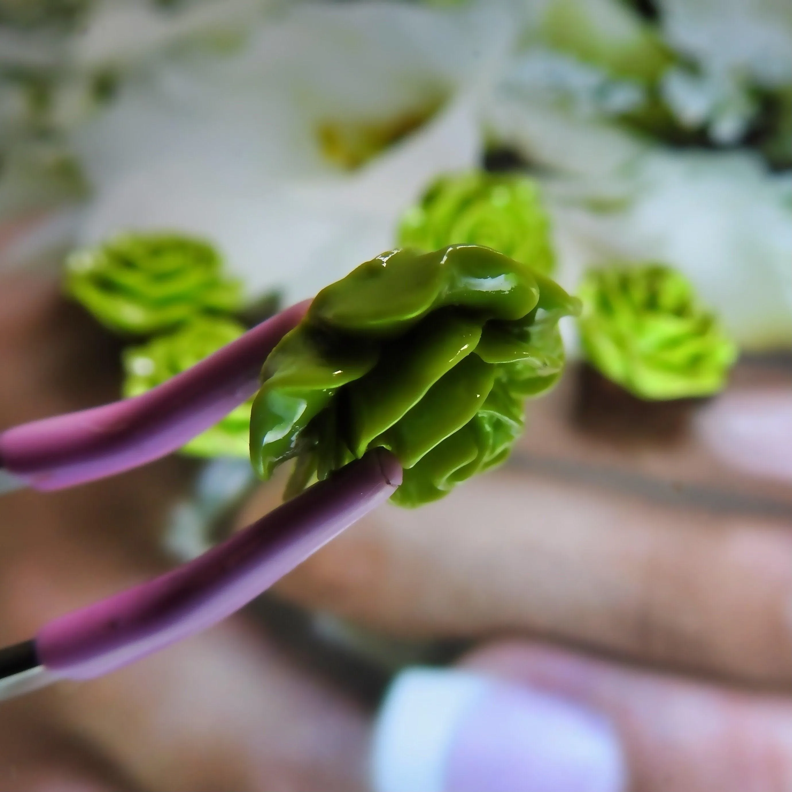Green flower buttons