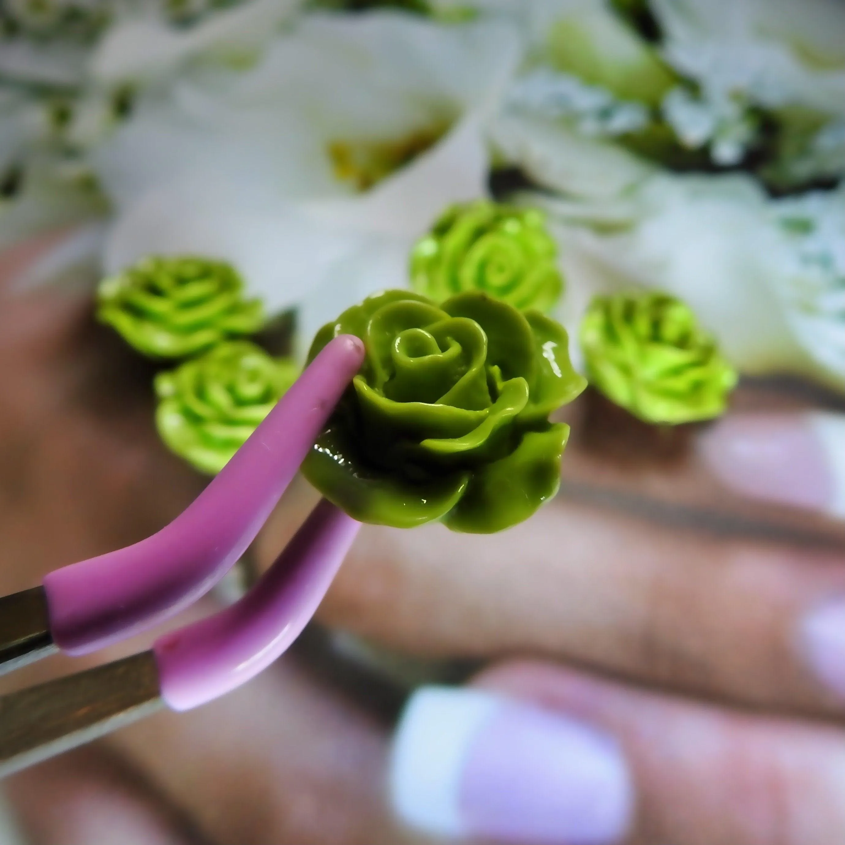 Green flower buttons
