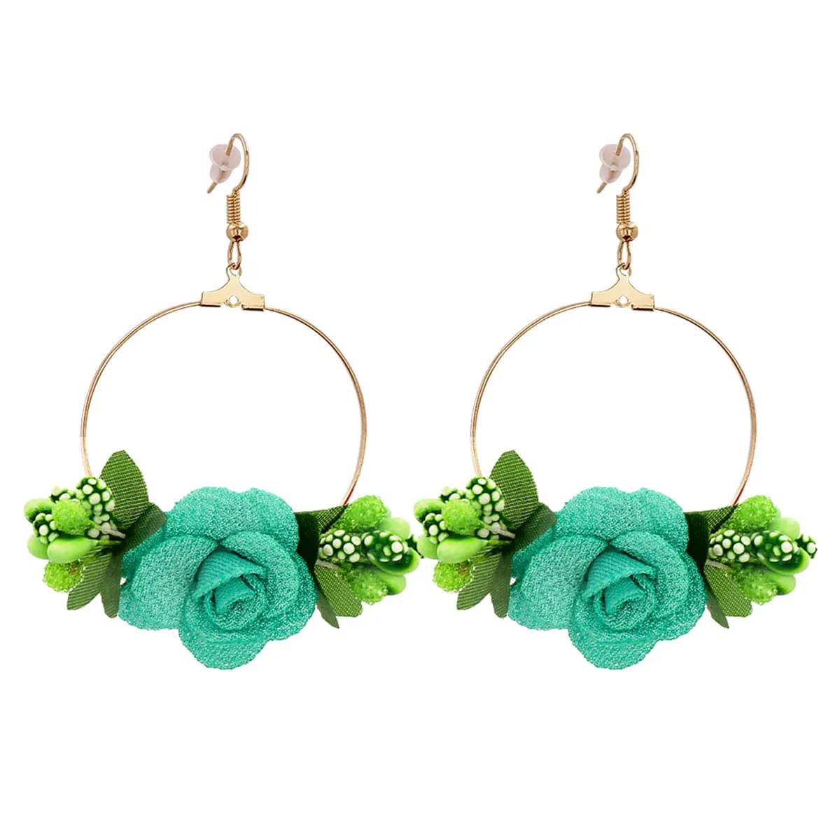 Green Lace & Resin 18K Gold-Plated Flower Drop Earrings