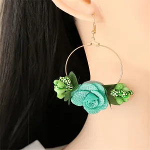 Green Lace & Resin 18K Gold-Plated Flower Drop Earrings