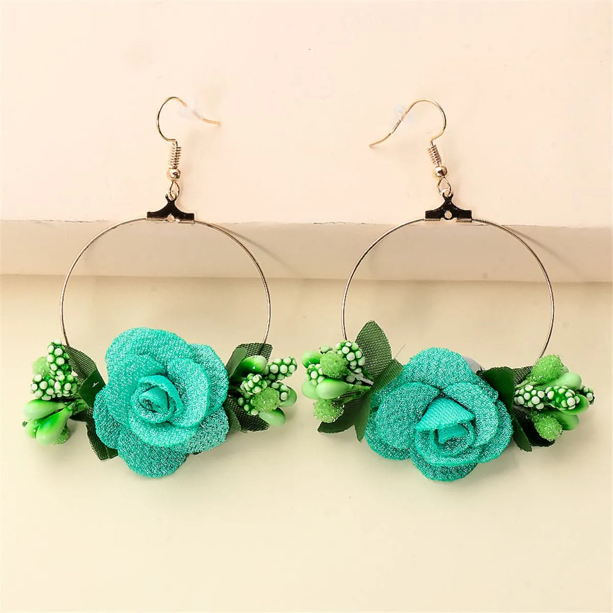 Green Lace & Resin 18K Gold-Plated Flower Drop Earrings