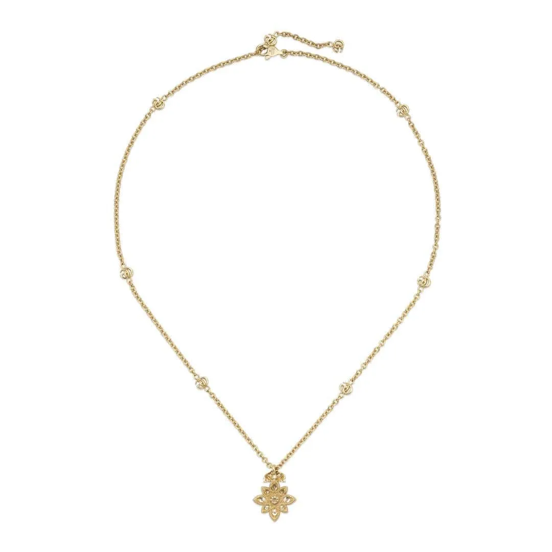Gucci Flora Yellow Gold 18k Necklace with Double G
