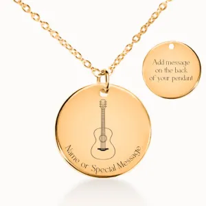 Guitar Coin Pendant on Fine Chain