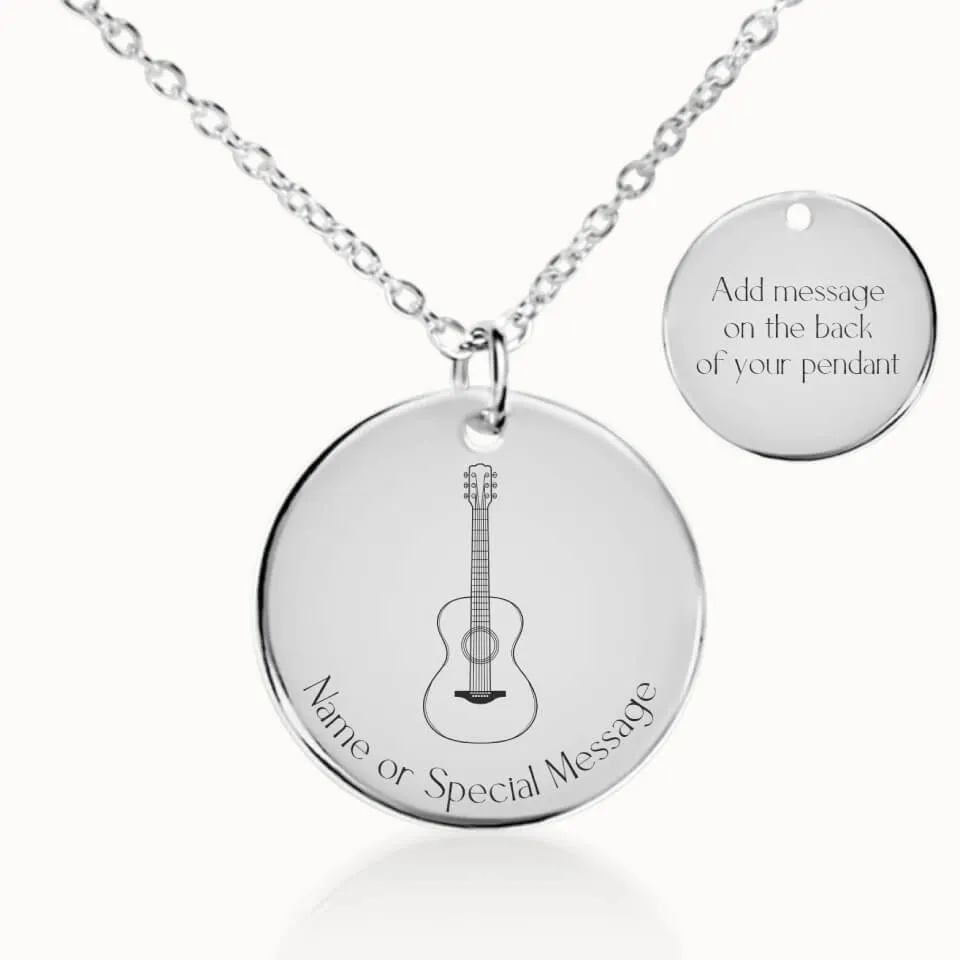 Guitar Coin Pendant on Fine Chain