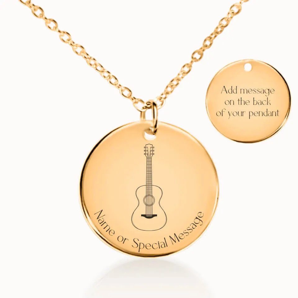 Guitar Coin Pendant on Fine Chain