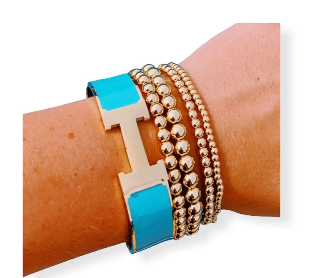 H-Bracelet: Wide, Gold Stainless