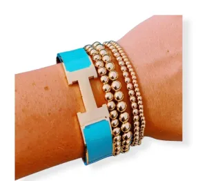 H-Bracelet: Wide, Gold Stainless