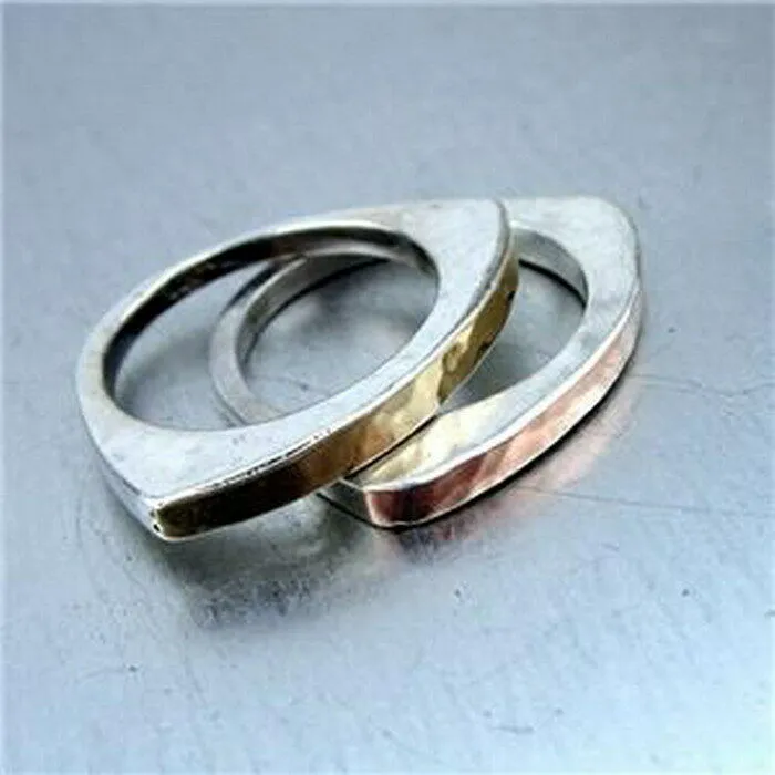 Hadar Designers Stackable 9k Gold Ring size 7.5 Handmade 925 Silver (H)LAST