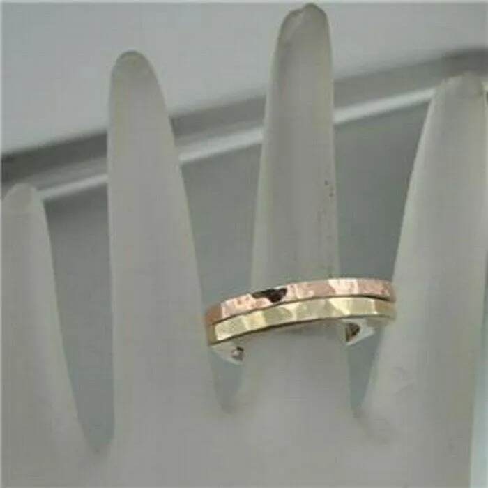 Hadar Designers Stackable 9k Gold Ring size 7.5 Handmade 925 Silver (H)LAST