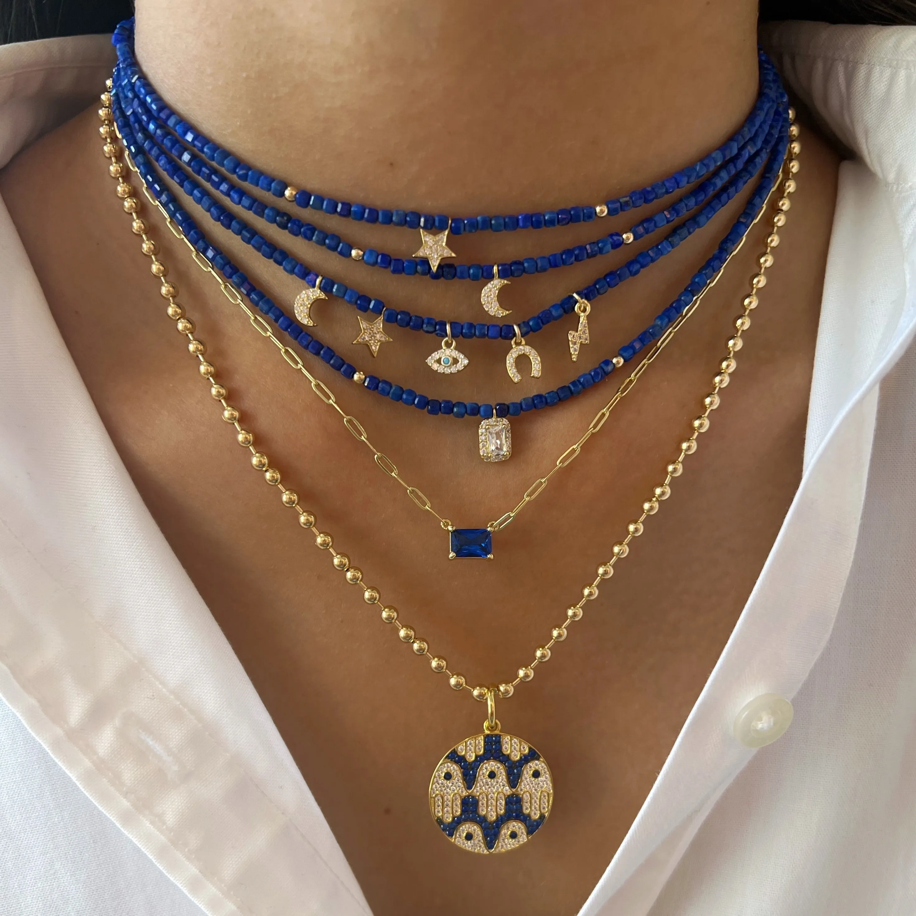 Hamsa Pave Coin Charm