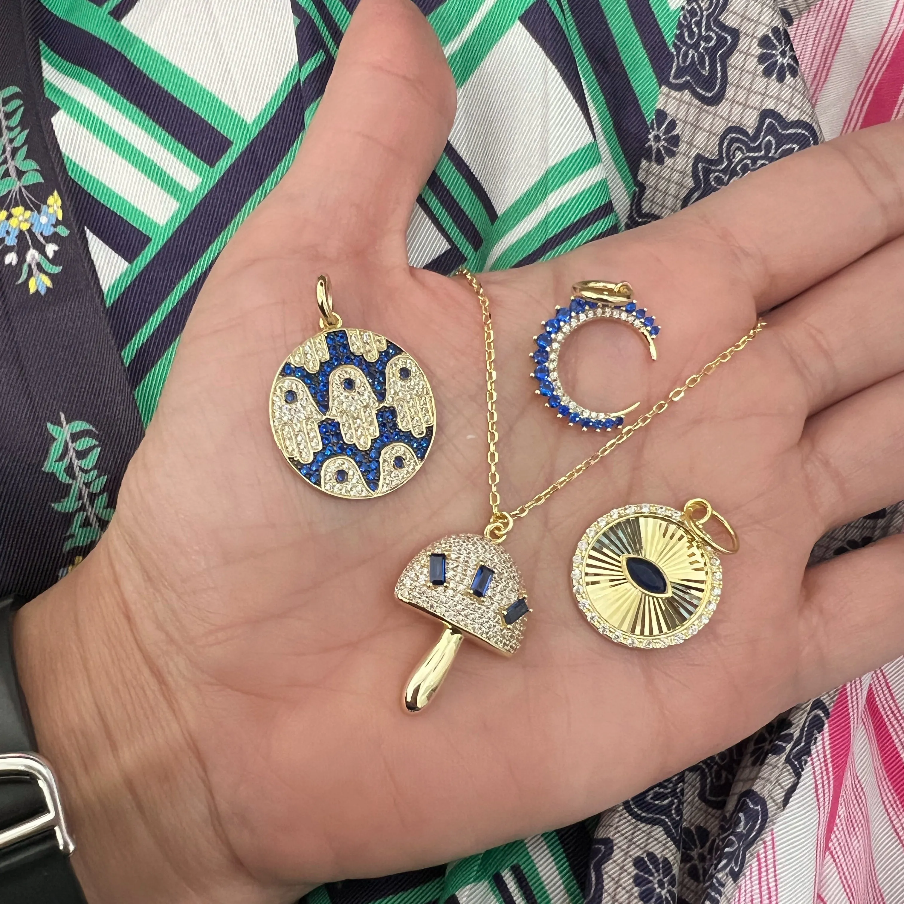 Hamsa Pave Coin Charm