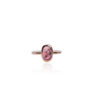 Handmade 7 x 10 mm. Freeform Rose Cut  Pink Brazilian Tourmaline Ring