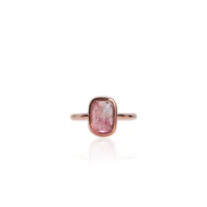 Handmade 8 x 12 mm. Freeform Step Cut  Pink Brazilian Tourmaline Ring