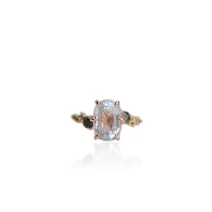 Handmade 9 x 13 mm. Oval Cut Blue Brazilian Aquamarine with Sapphire and Peridot Accents Ring