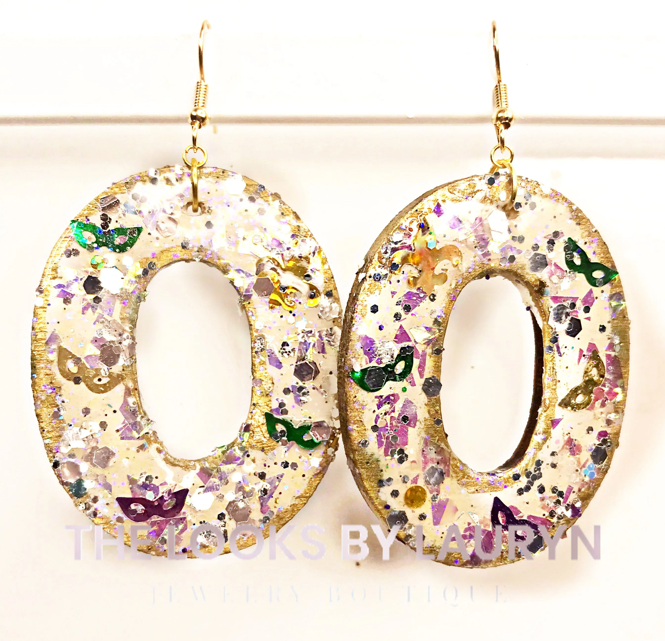 Handmade Mardi Gras King Cake Earrings