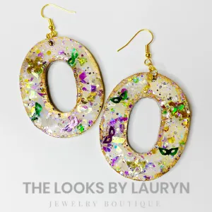 Handmade Mardi Gras King Cake Earrings