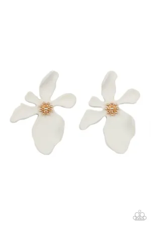 Hawaiian Heiress White Paparazzi Earrings