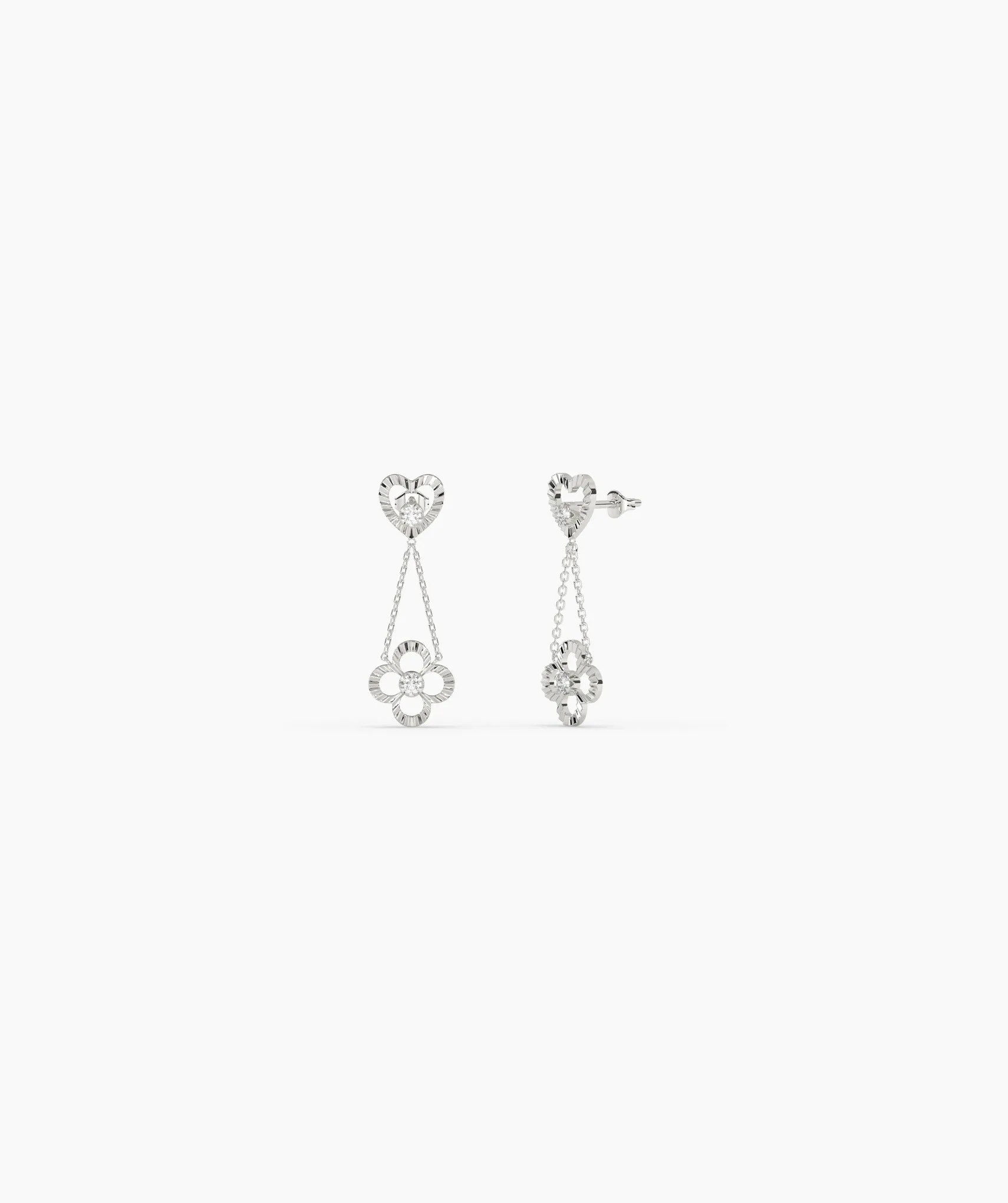 Heart & Flower Drop Earrings