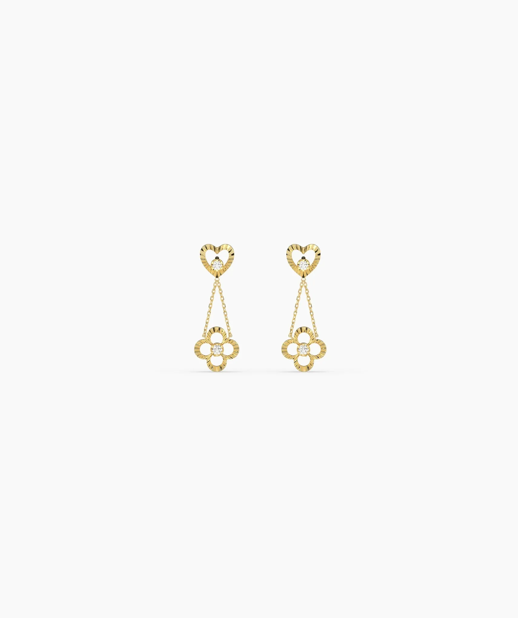 Heart & Flower Drop Earrings