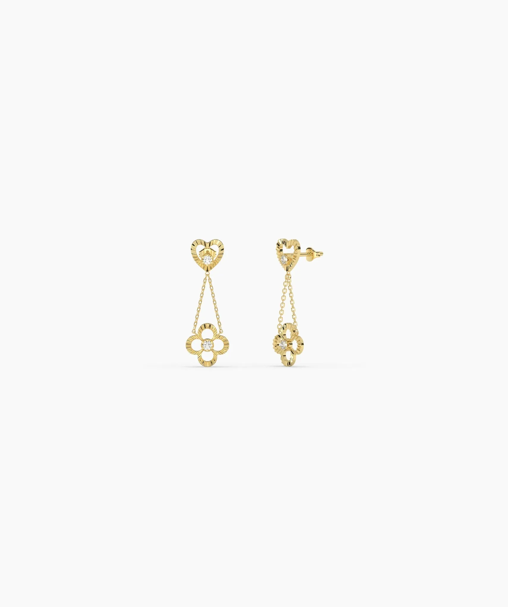 Heart & Flower Drop Earrings
