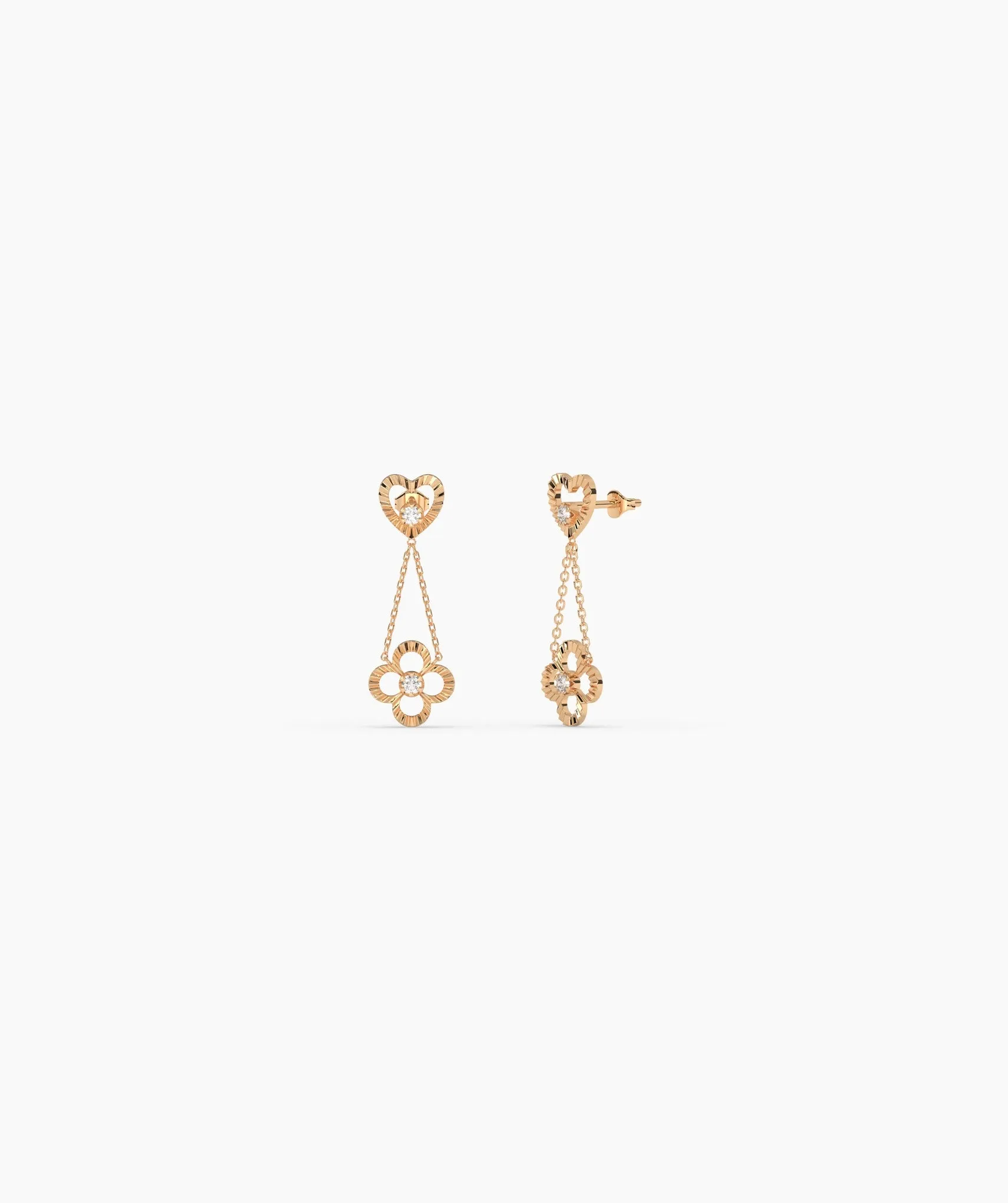 Heart & Flower Drop Earrings