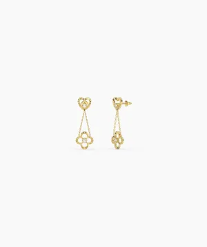 Heart & Flower Drop Earrings