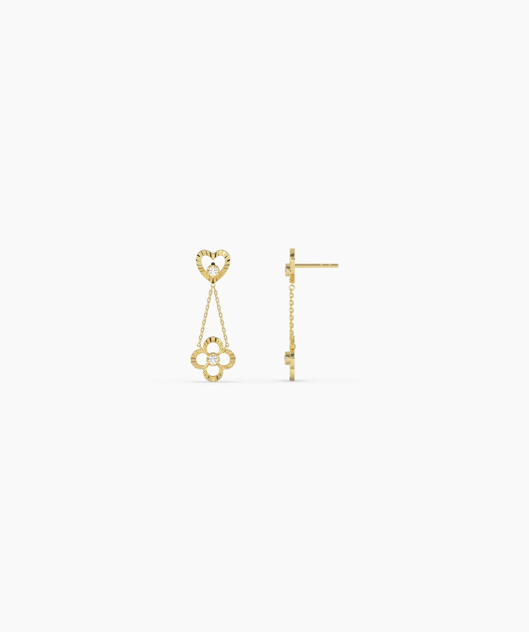 Heart & Flower Drop Earrings