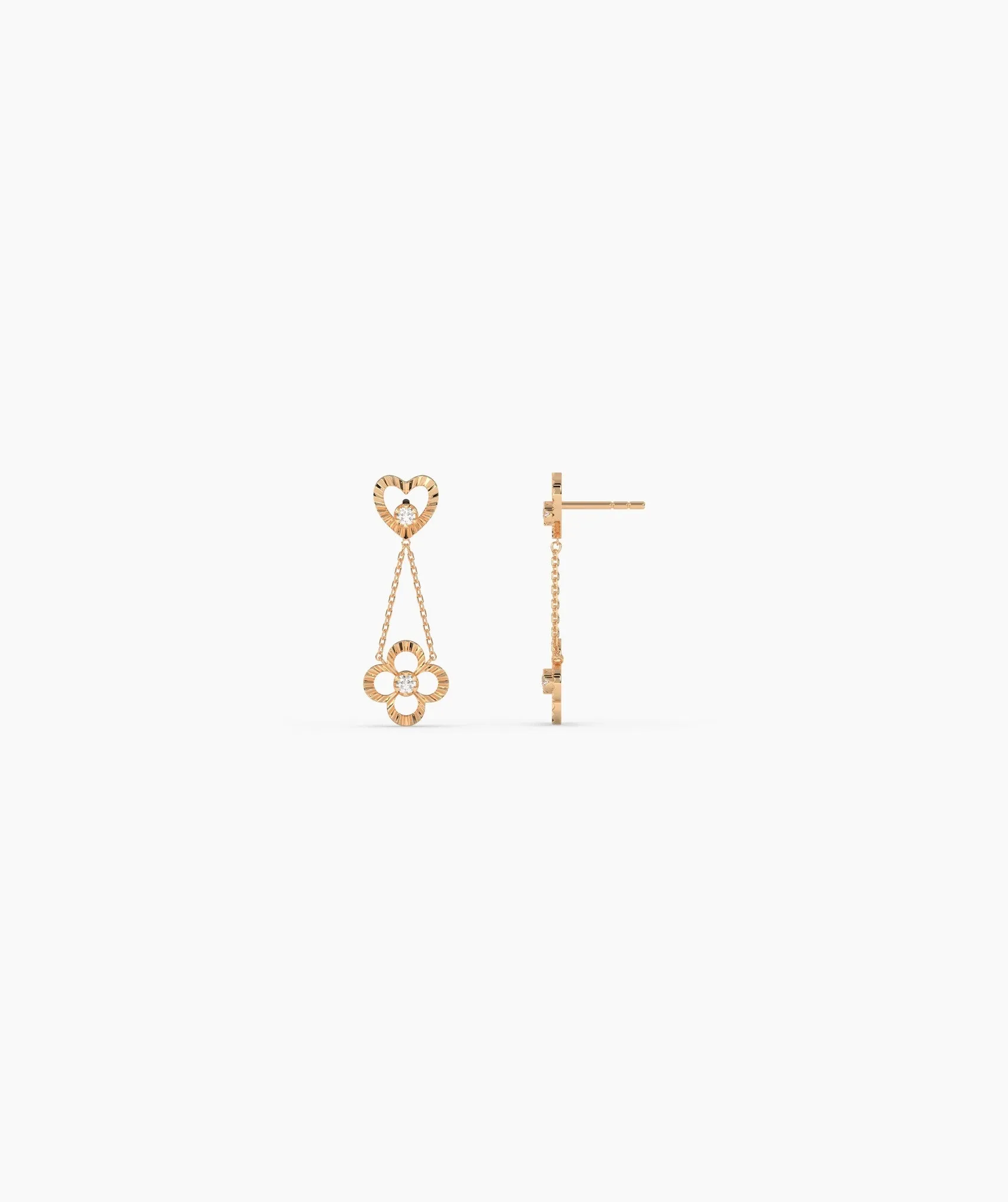 Heart & Flower Drop Earrings