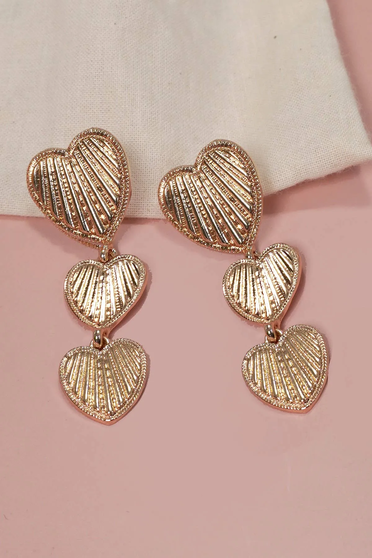 Heart Drop Etched Earrings