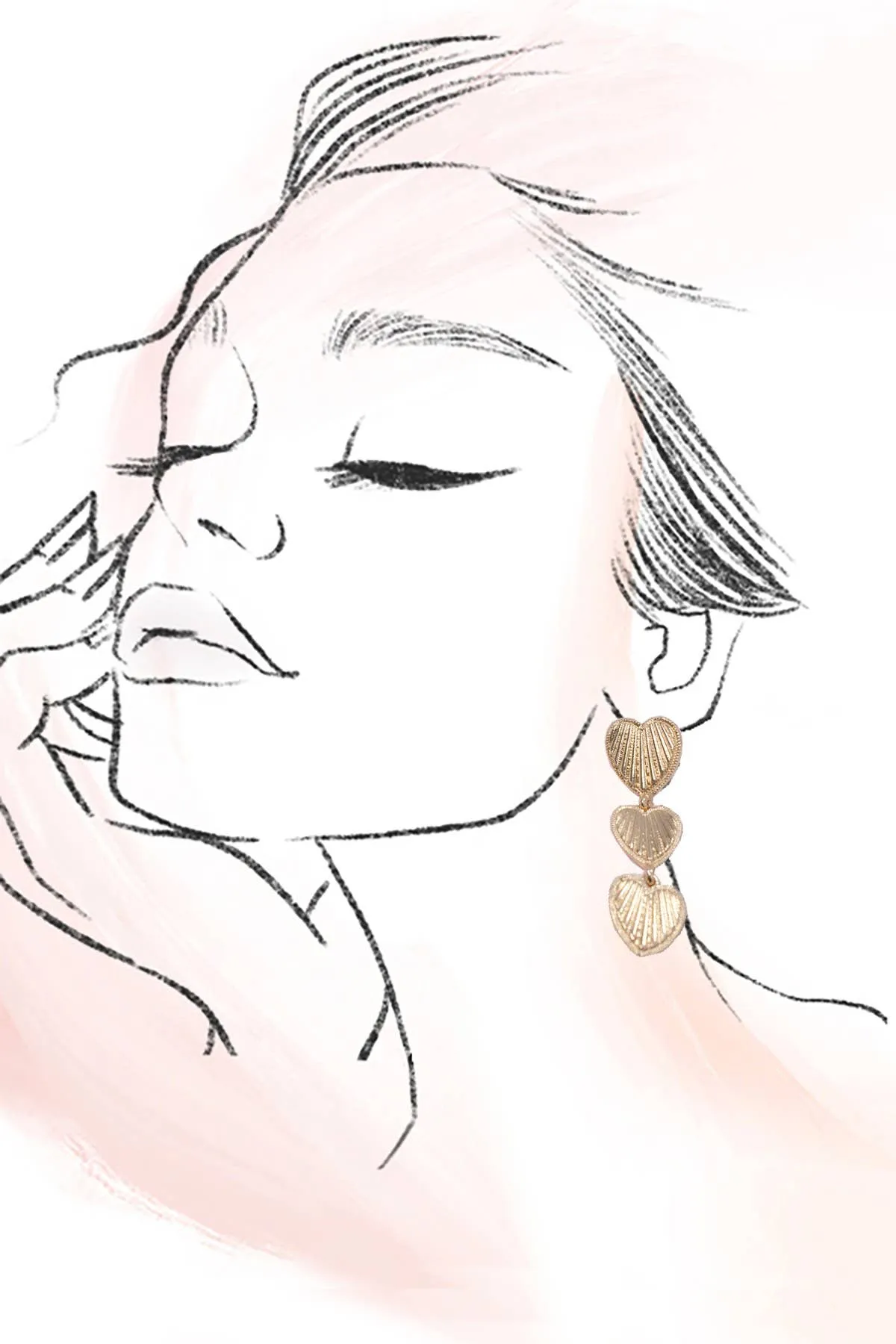Heart Drop Etched Earrings