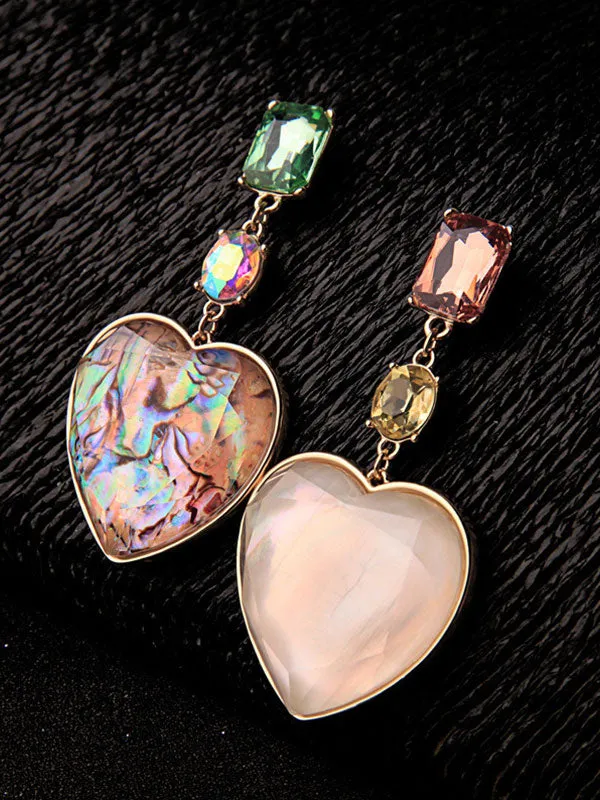 Heart-shaped Geometric diamond Earrings