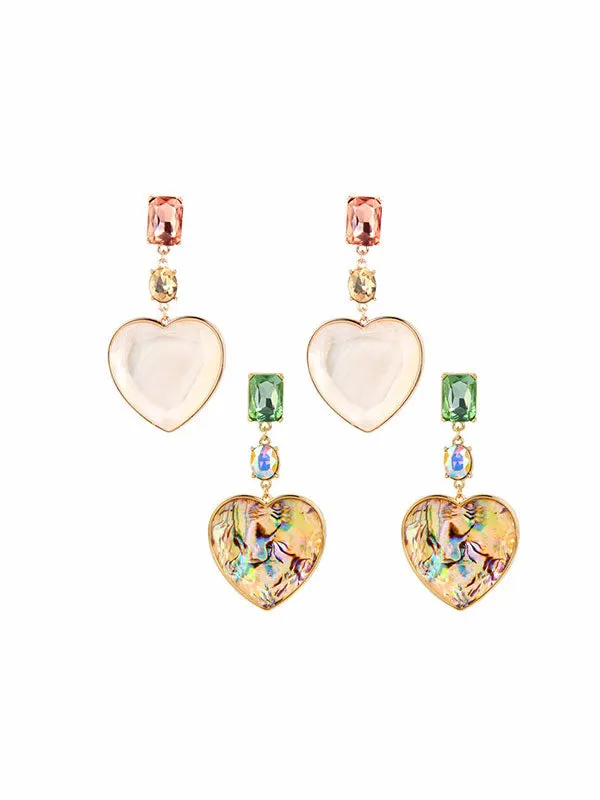 Heart-shaped Geometric diamond Earrings