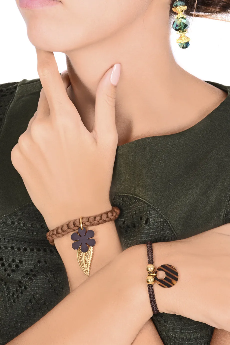 HOJA DE OTONO Brown Elastic Bracelet