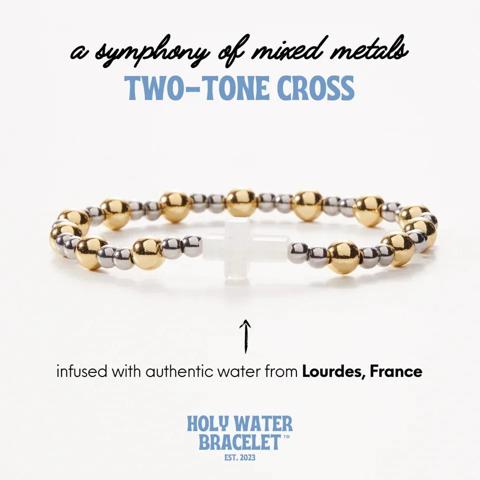 Holy Water Two-Tone Cross Bracelets