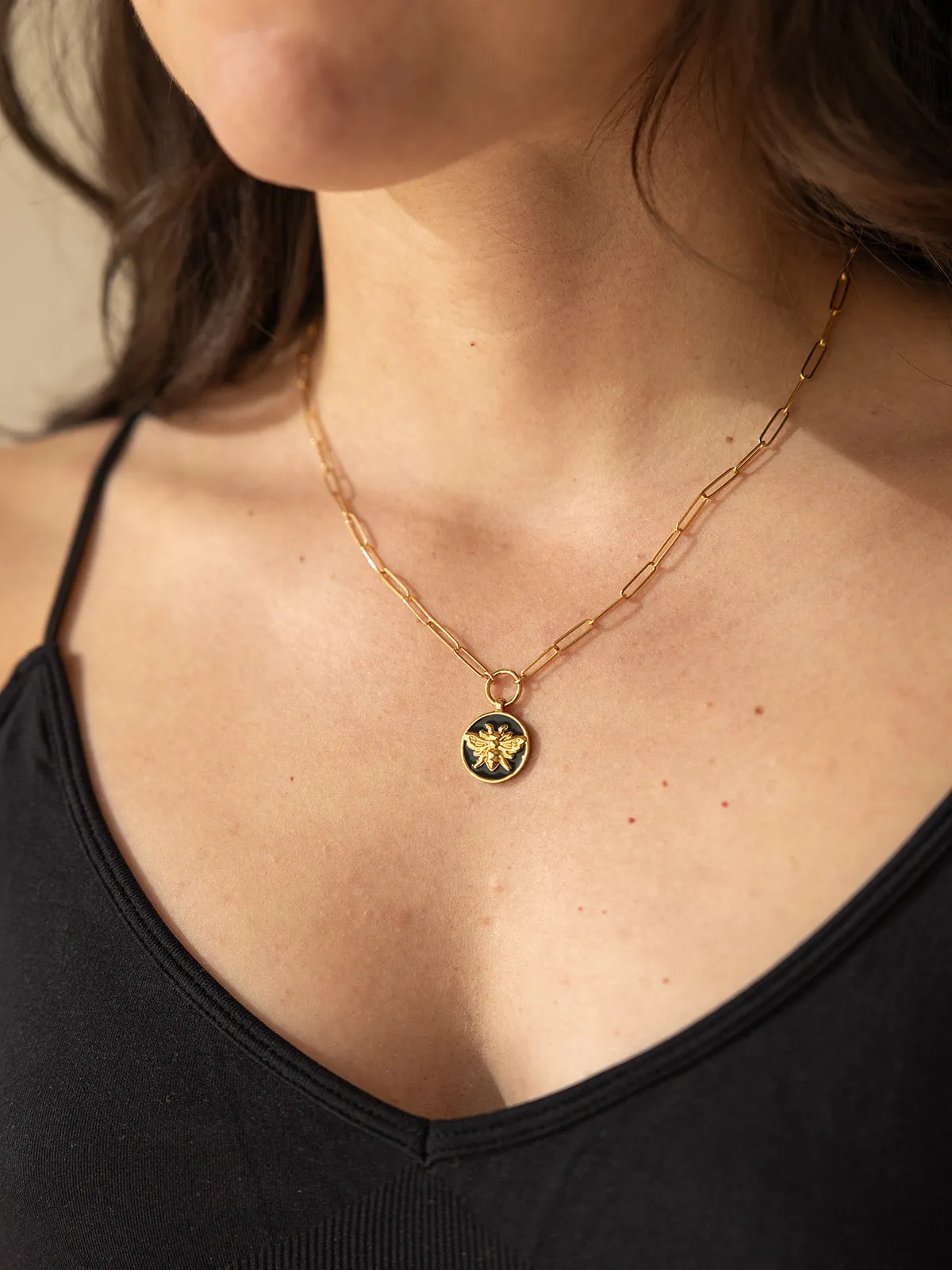 Honey bee Pendant Necklace in Gold