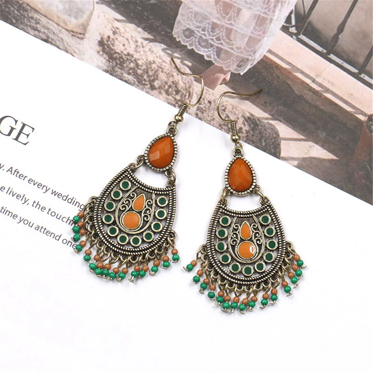 Howlite & Resin 18K Gold-Plated Chandelier Drop Earrings