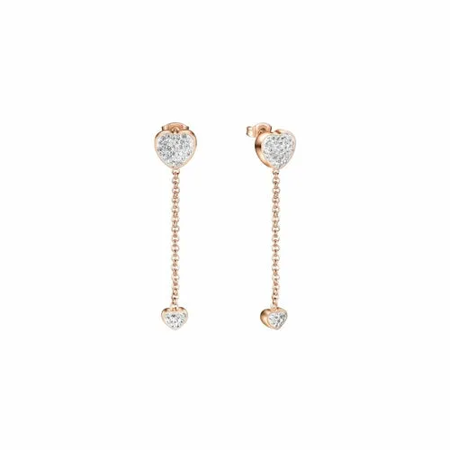 Hypoallergenic Heart Drop Earrings - CZ Pave, Gold & Rose Gold Options for Women