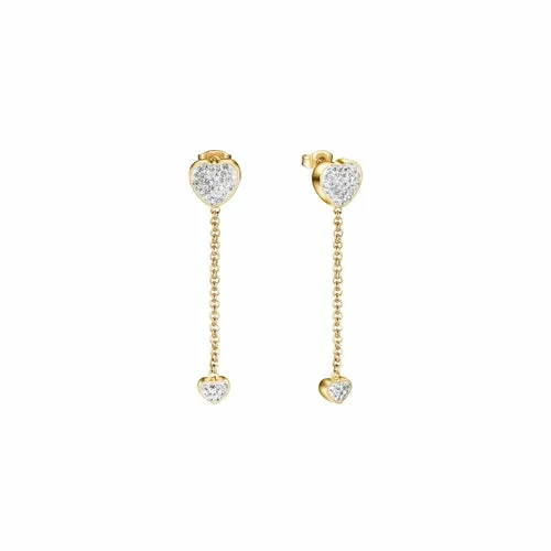 Hypoallergenic Heart Drop Earrings - CZ Pave, Gold & Rose Gold Options for Women