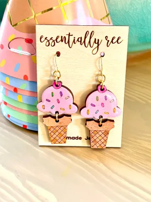 Ice Cream Cone Sprinkles Drop Earrings