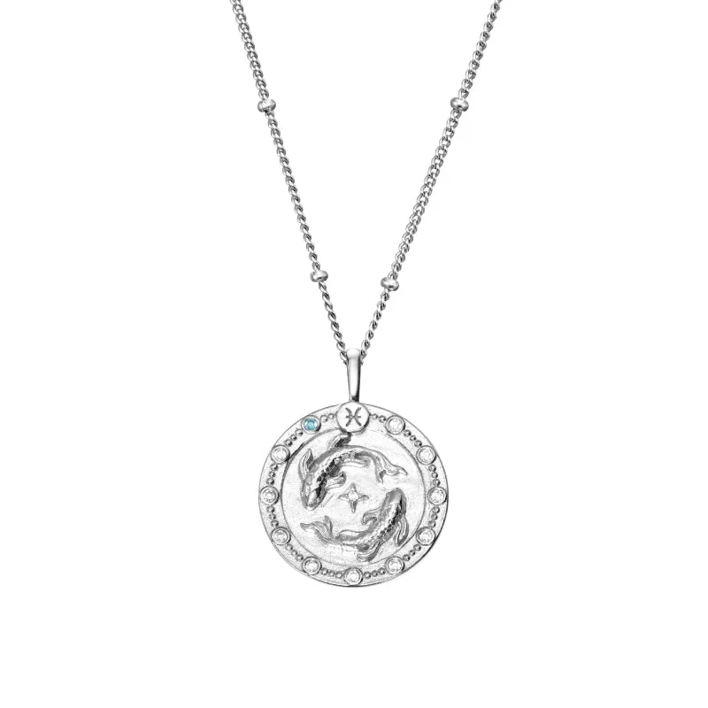 Imprint Zodiac Sign Silver Coin Necklace