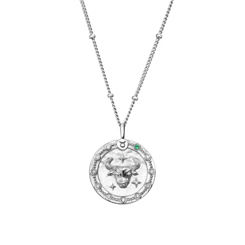 Imprint Zodiac Sign Silver Coin Necklace