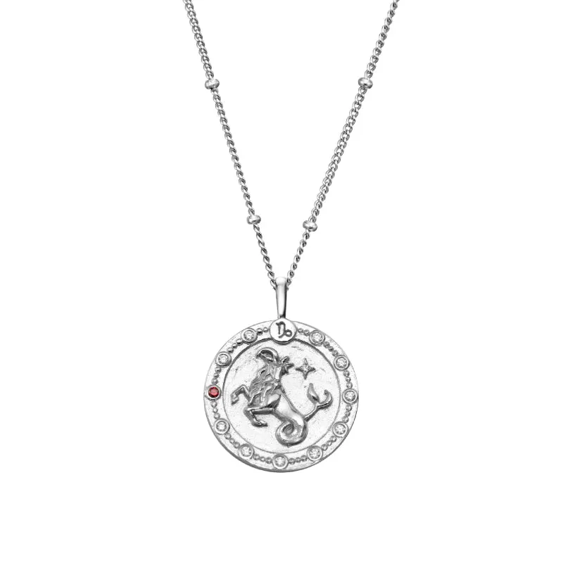 Imprint Zodiac Sign Silver Coin Necklace
